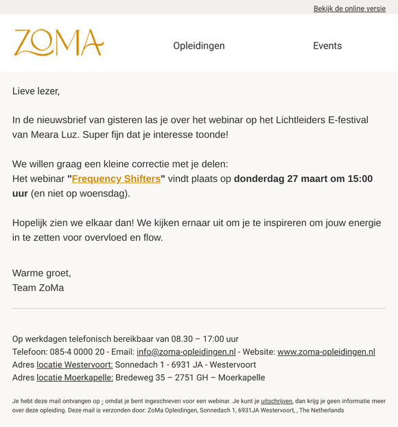 Kleine correctie: Lichtleiders E-festival