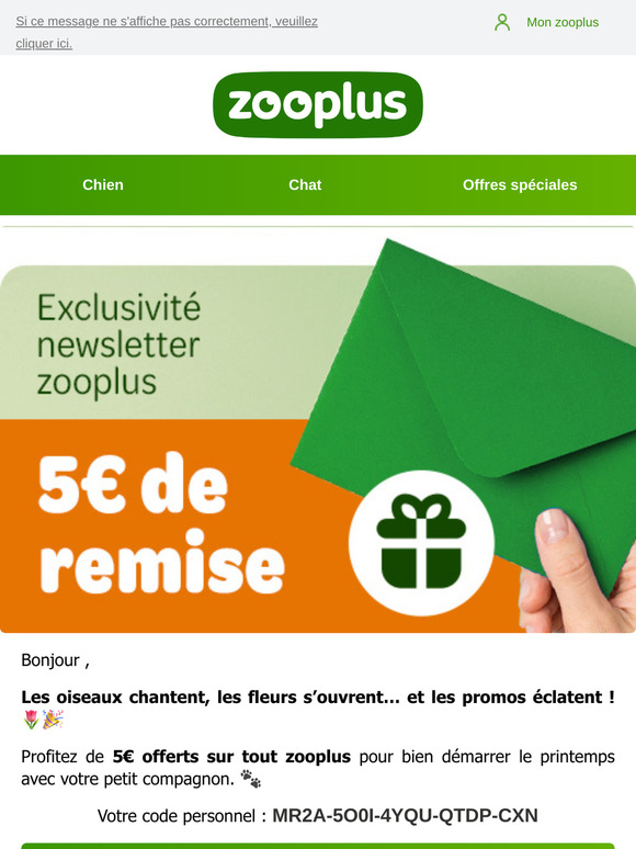 Profitez du printemps avec 5 € de remise sur TOUT ! 🌸