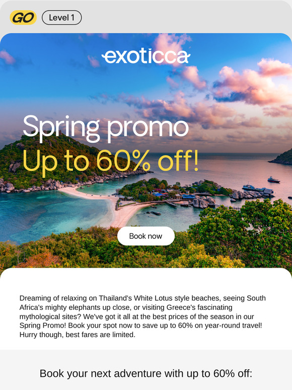 ⚡Spring promo⚡ | Up to 60% off extraordinary destinations