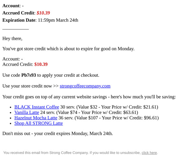Hey! You have $10.39 in store credit →