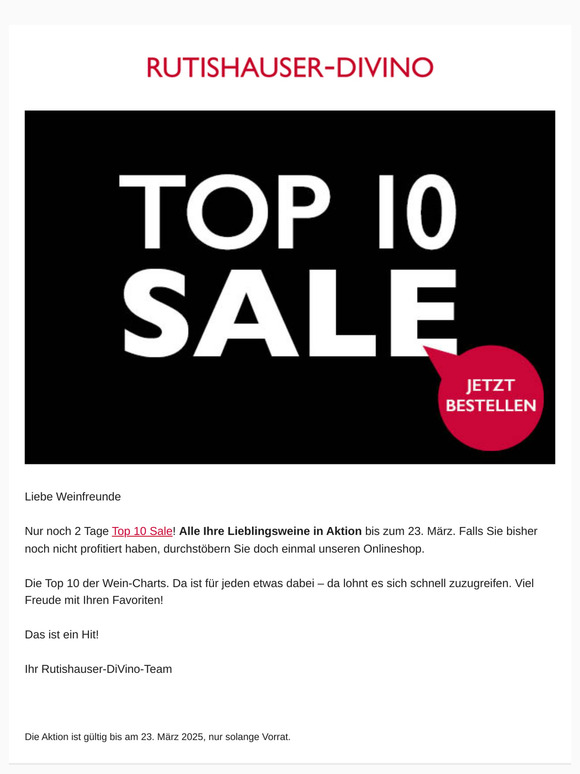 Noch 2 Tage: Top 10 Sale!