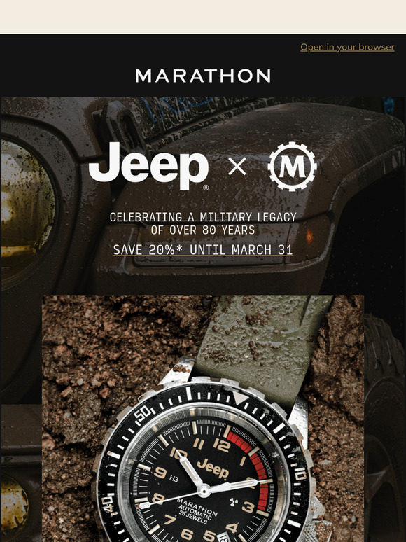 Get 20% off the Jeep® x Marathon Series