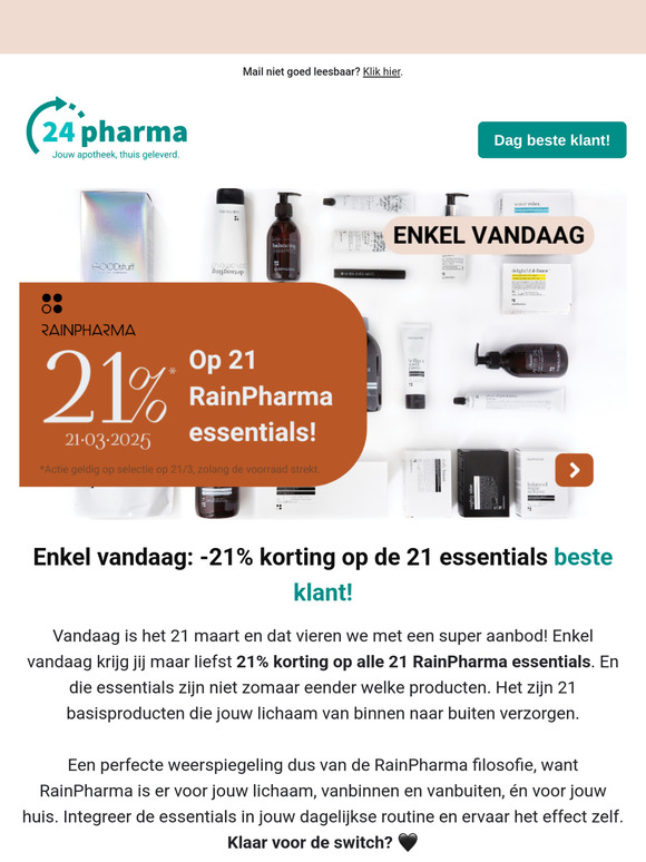 🚨 21% korting op RainPharma ⚫🤍
