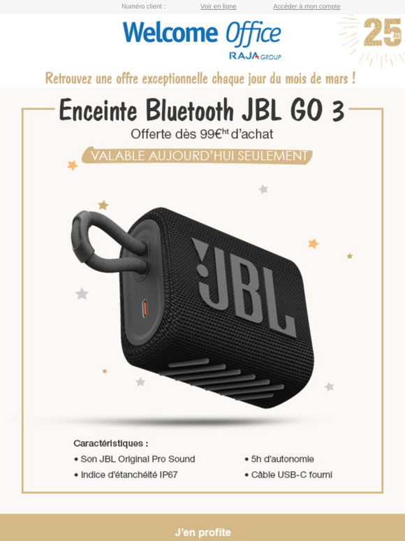 Enceinte JBL GO offerte dès 99€HT !