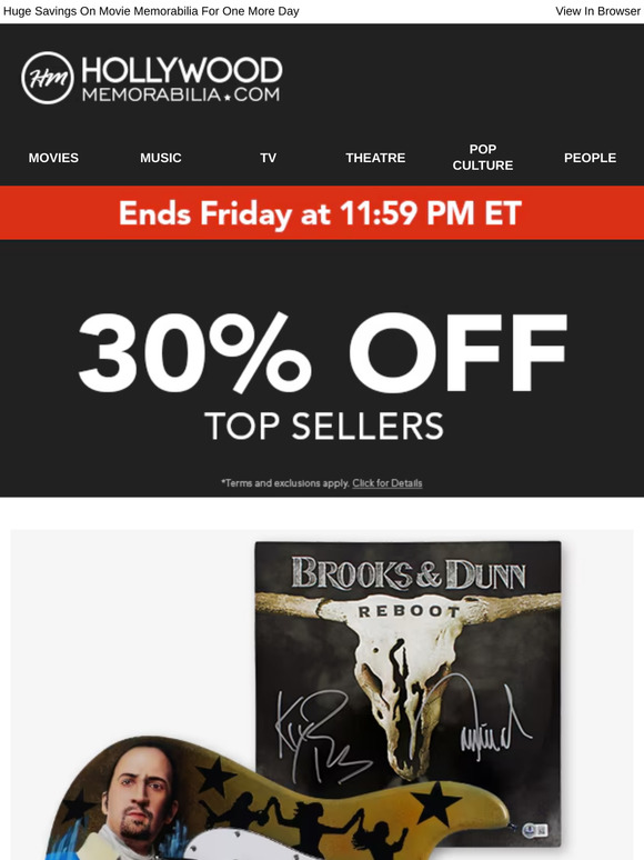 Sale Ends Today! Hurry to Save 30% on Movie Props and More