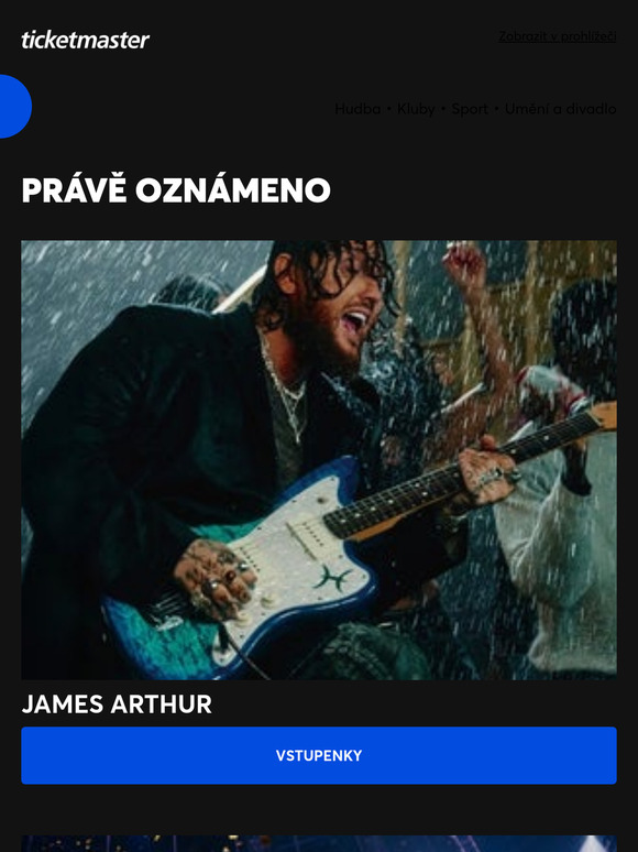 James Arthur, Queenie Tour Léto 2025, Harry Potter a Vězeň z Azkabanu™ in Concert, Stodola Michala Tučného a další akce na Ticketmaster!