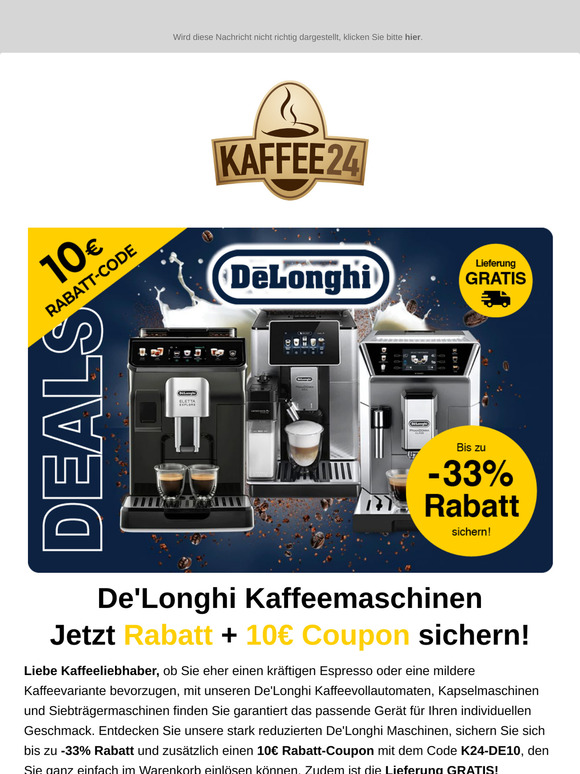 De'Longhi Special ☕ 10€ Rabatt-Coupon + bis zu 33% Rabatt sichern!