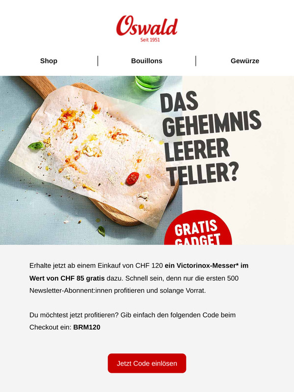 Gratis Victorinox Messer ab CHF 120 Einkauf erhalten! 🎁