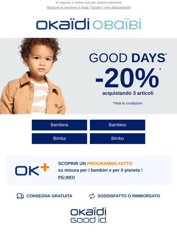 GOOD DAYS : - 20% acquistando 3 articoli ⚡