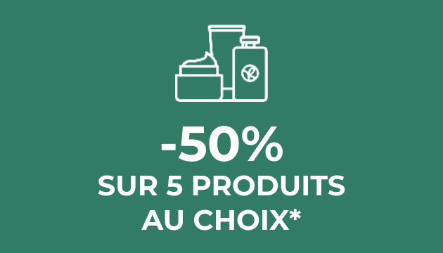 -50% sur 5 produits au choix*