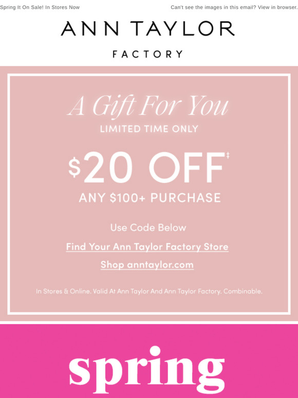 Ends Tomorrow: $20 Off Your In-Store Purchase!
