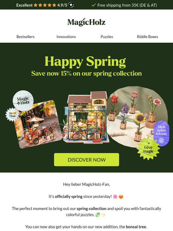We celebrate spring with a 15% discount 🌸 🥰