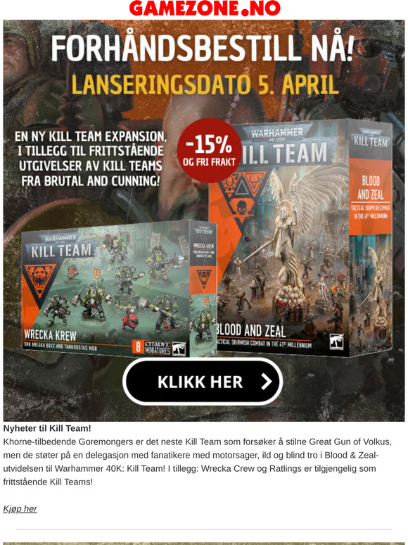 Warhammer Kundeklubb: Kill Team Blood and Zeal!