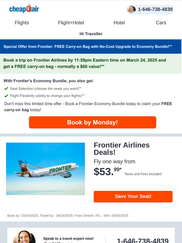 🔥✈ Limited-Time Frontier Deal!
