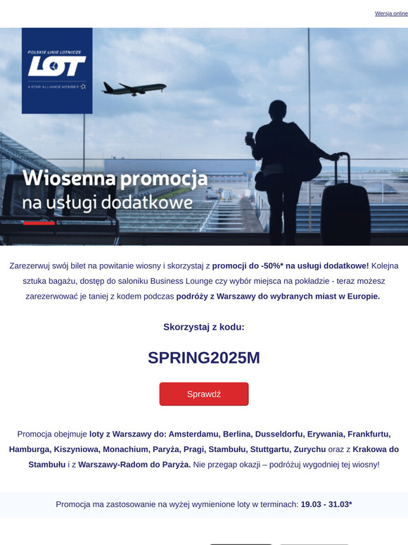 Promocja do -50%* na usługi dodatkowe 🧳✈️