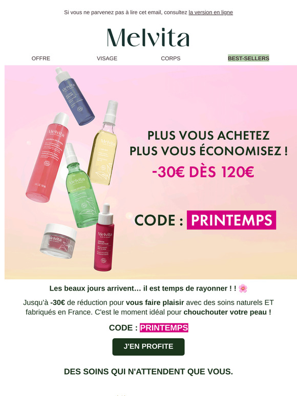 🌸 Jusqu’à -30€ sur vos routines visage et corps !