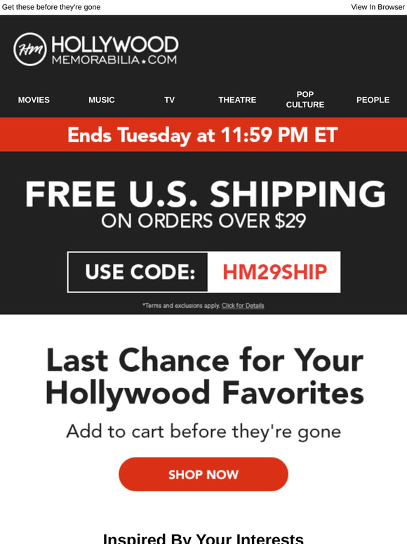 Finalize Your Hollywood Memorabilia Collection...