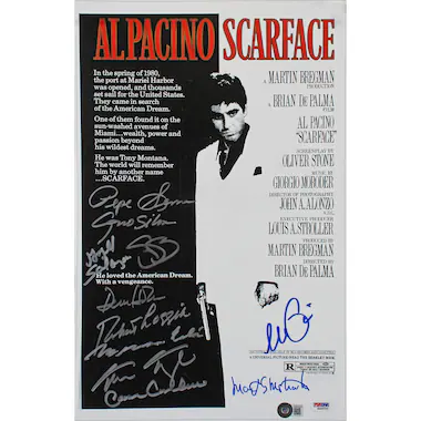 Scarface (11) Pacino, Bauer, Loggia +8 Signed 12x18 Mini Movie Poster Photo BAS
