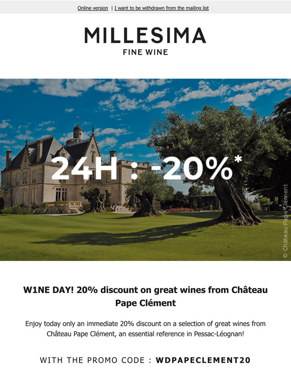W1NE DAY! Château Pape Clément -20% for 24 hours