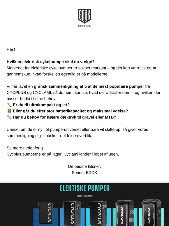Hvilken elektrisk cykelpumpe passer til dig ?