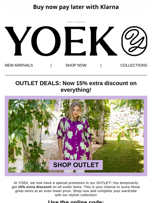 🚨 Don't miss out: 15% extra discount in our OUTLET!