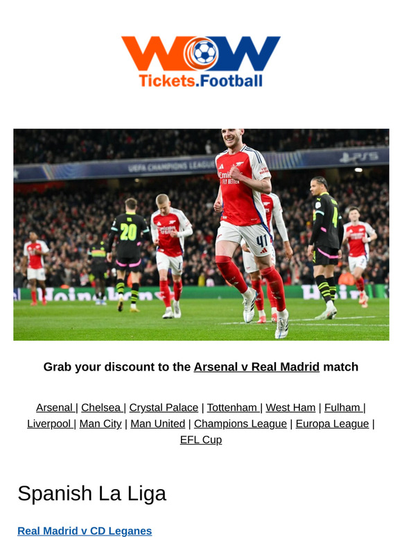 🎁 Grab Your Discount for Arsenal v Real Madrid