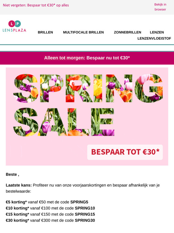 Alleen tot morgen: Bespaar nu tot €30*