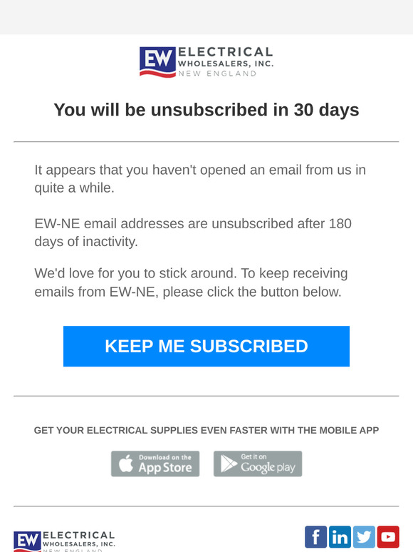 WARNING: You will be unsubscribed in 30 days