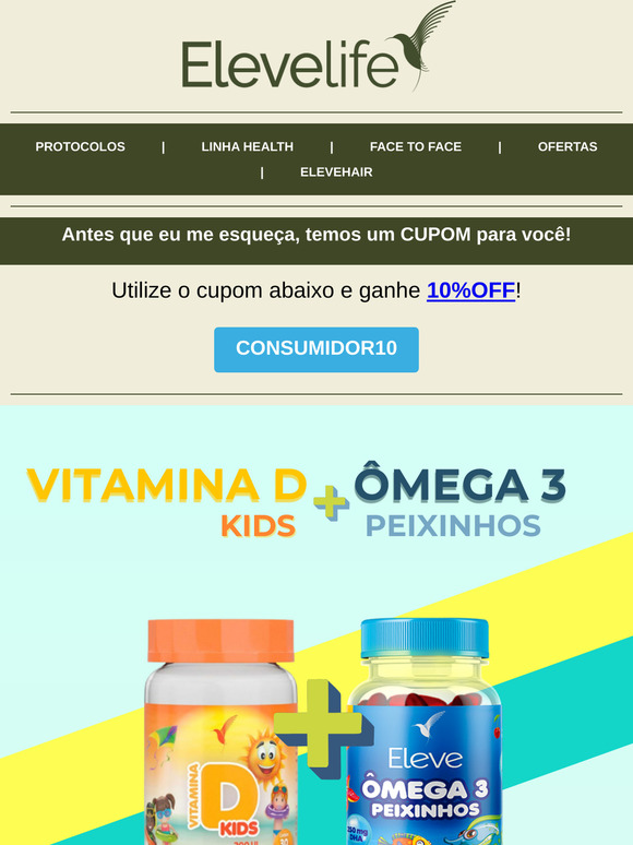 Promoção imperdível! Crescimento e imunidade: Vitamina D Kids + Ômega 3 Peixinhos!