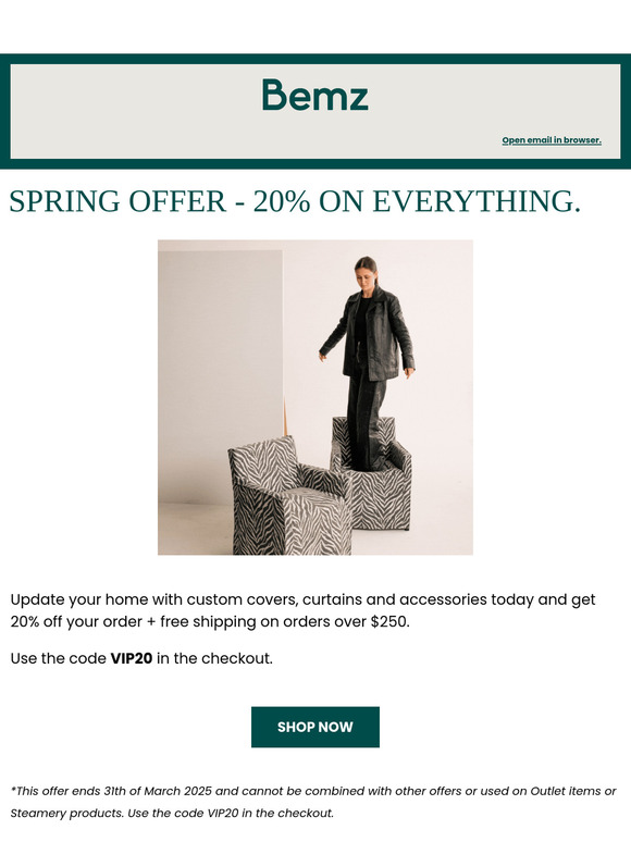 20% on everything* It's time for a makeover