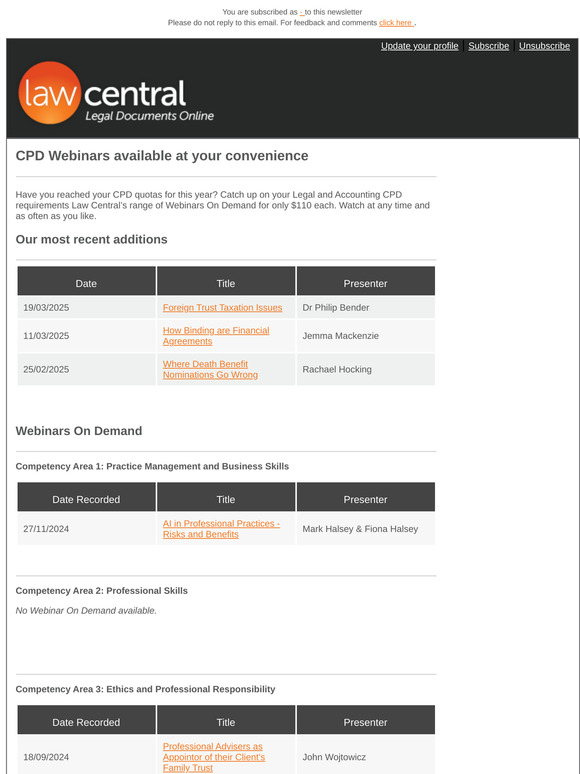 CPD Webinars available at your convenience