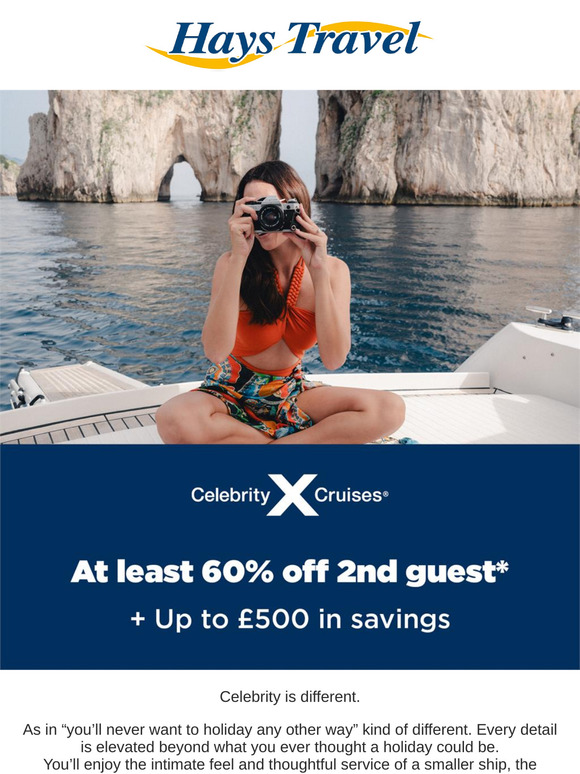 Up to 60% off second guests, plus up to £500 in savings