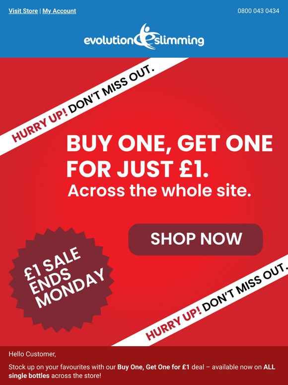 BUY ONE, GET ONE FOR £1
