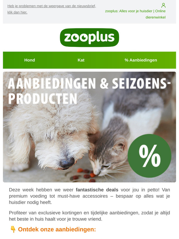 📩 Onderwerp: Mis het niet! Tot 40% korting & exclusieve deals bij zooplus 🐾
