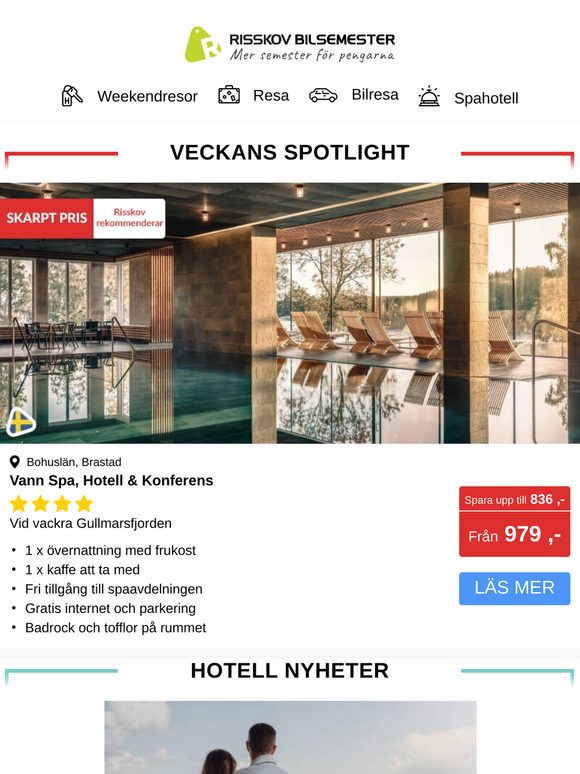 VECKANS SPOTLIGHT - 2 dagar från 979,- Lyxigt spa-hotell vid vackra Gullmarsfjorden!