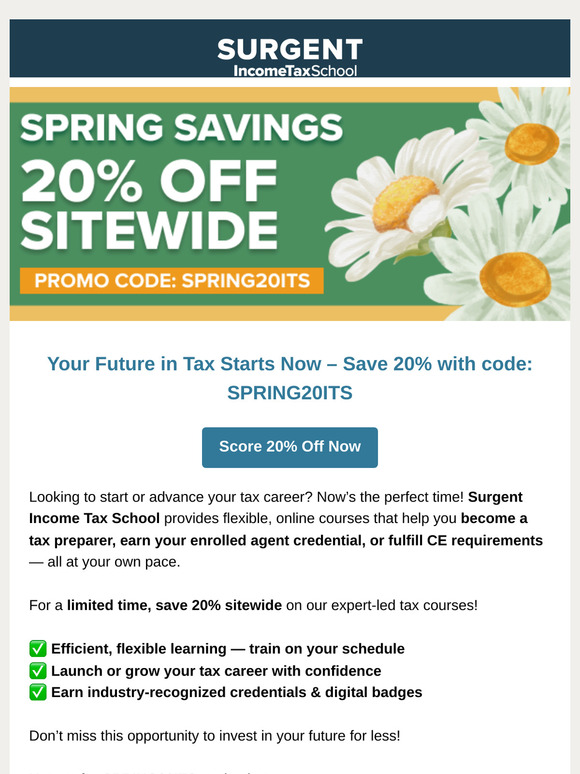 🌸 Spring Forward in Your Tax Career — Save 20%!