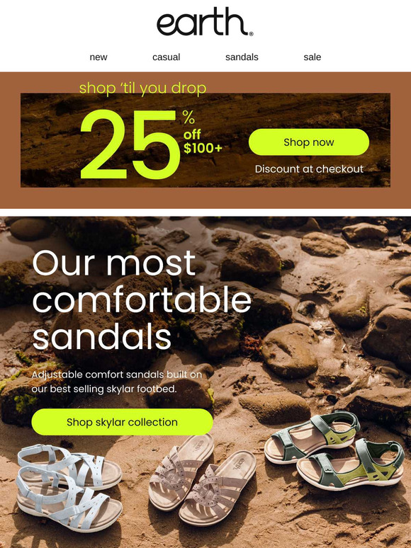 Save 25% OFF Spring Sandals & More