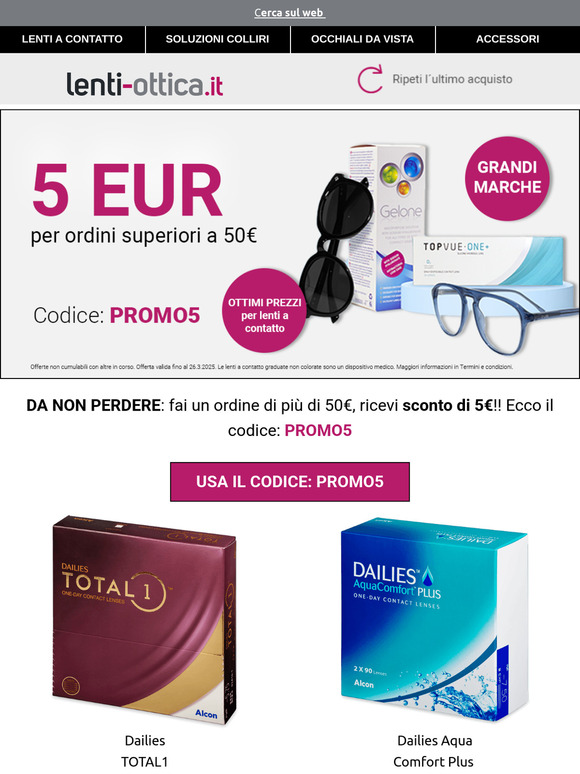 🛒 SCONTO ESCLUSIVO: Risparmia 5€ sugli ordini sopra 50€