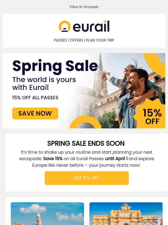 Ending soon! 15% off Eurail Passes 🚂