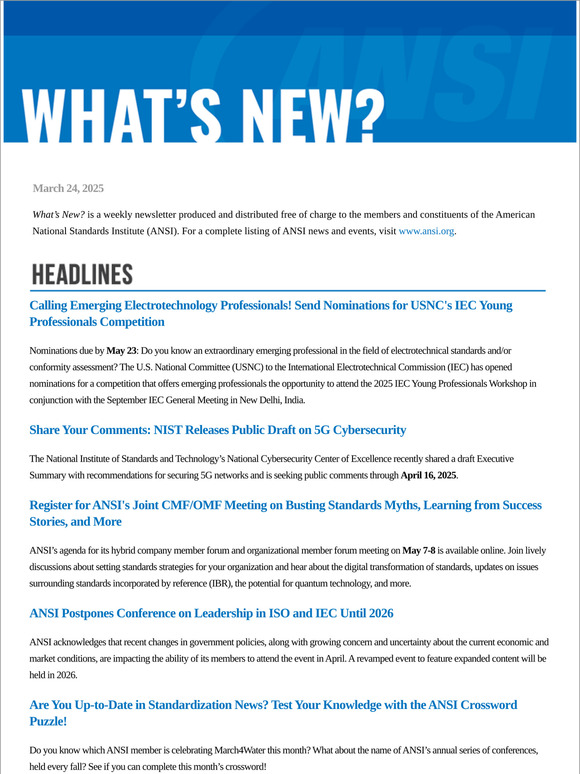 ANSI What's New March 24, 2025