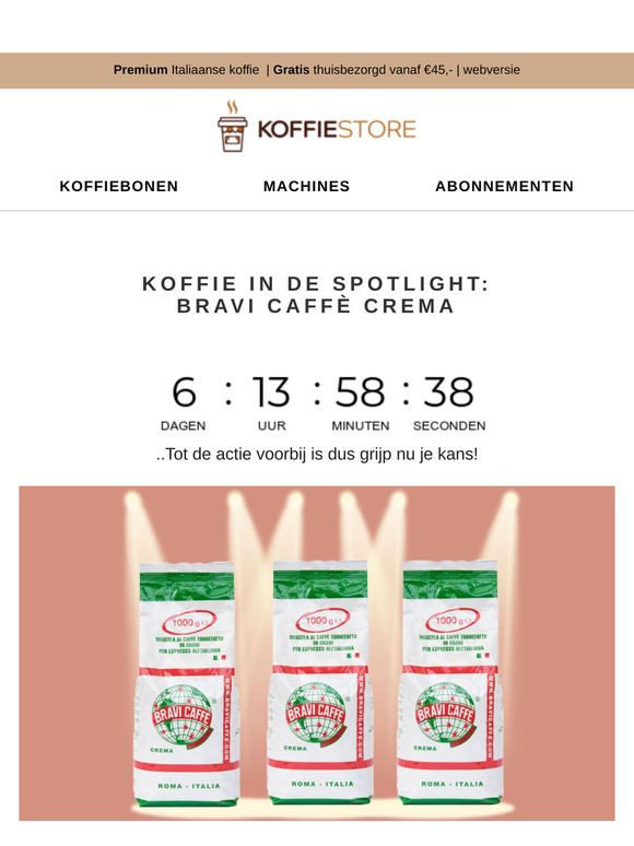 15% korting op 3kg Crema koffiepakket ☕