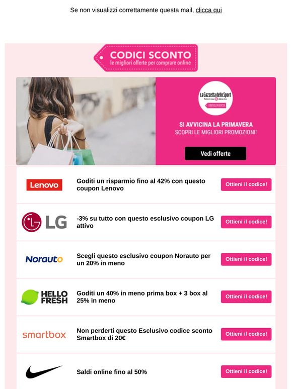 LG, Lenovo, Nike e altre offerte speciali per te!