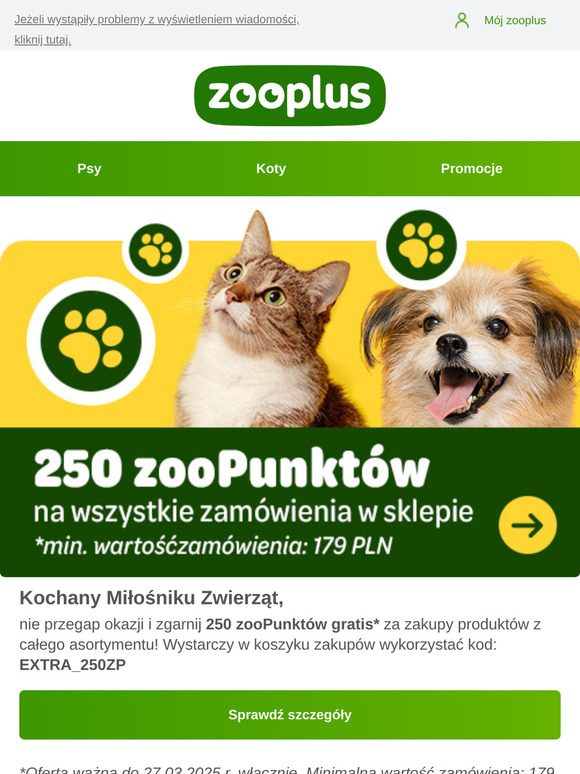 250 zooPunktów gratis! Wykorzystaj kod kuponu