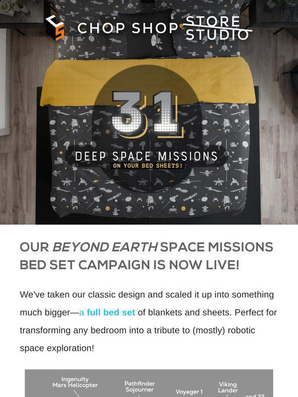 Our Beyond Earth Space Missions Bed Set Is Now Live on Kickstarter!