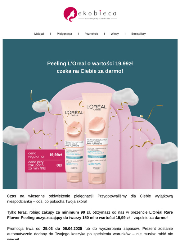! Peeling L’Oréal o wartości 19,99 zł czeka na Ciebie za darmo!