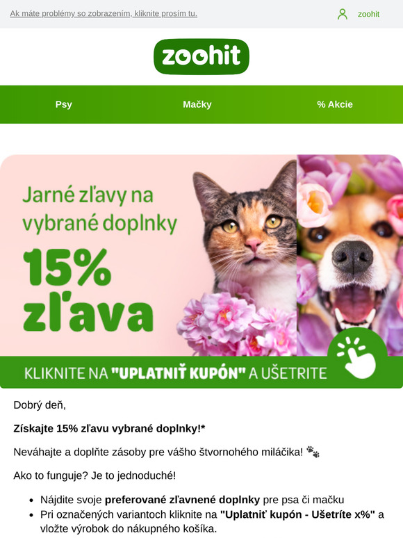 Jarné zľavy na vybrané doplnky 😻🐶