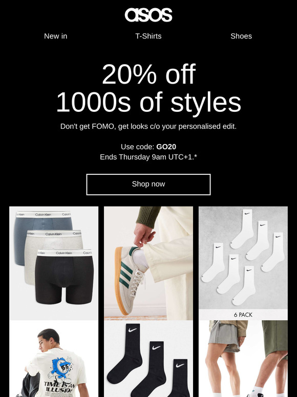 20% off 1000s of styles, incoming...