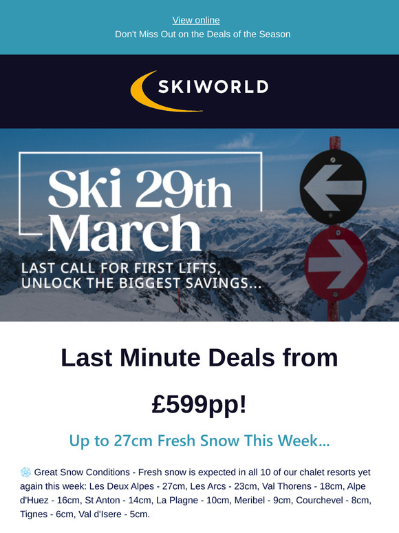 Fresh Snow & Last Minute Deals from £599pp ⛷️