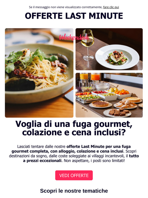 LAST MINUTE⚡ Weekend gourmet completo: colazione e cena inclusi! 🤤