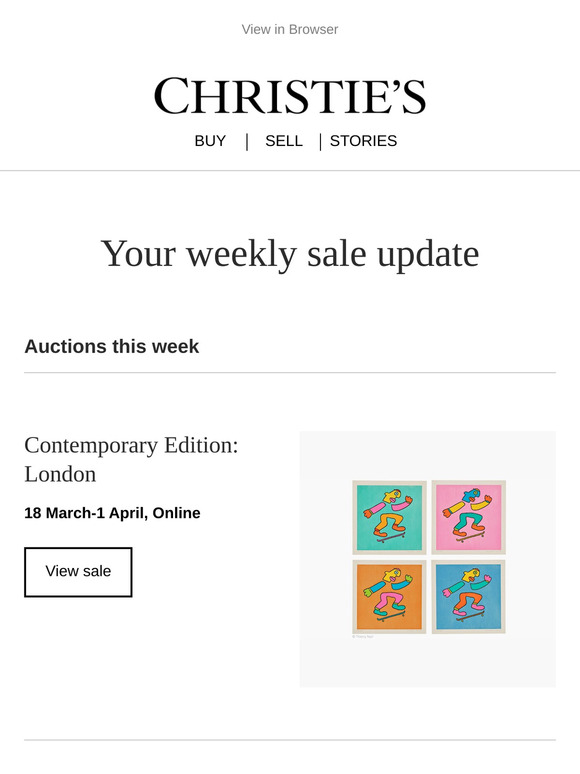 Upcoming auctions, recommended for you